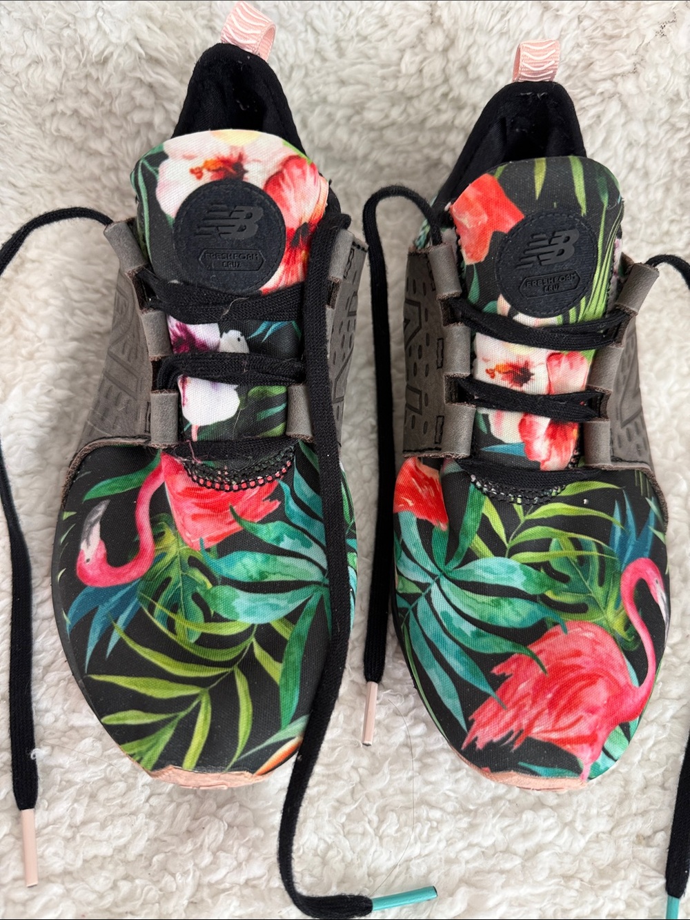 New Balance Women’s Black Tropical Flamingo Print Sneakers